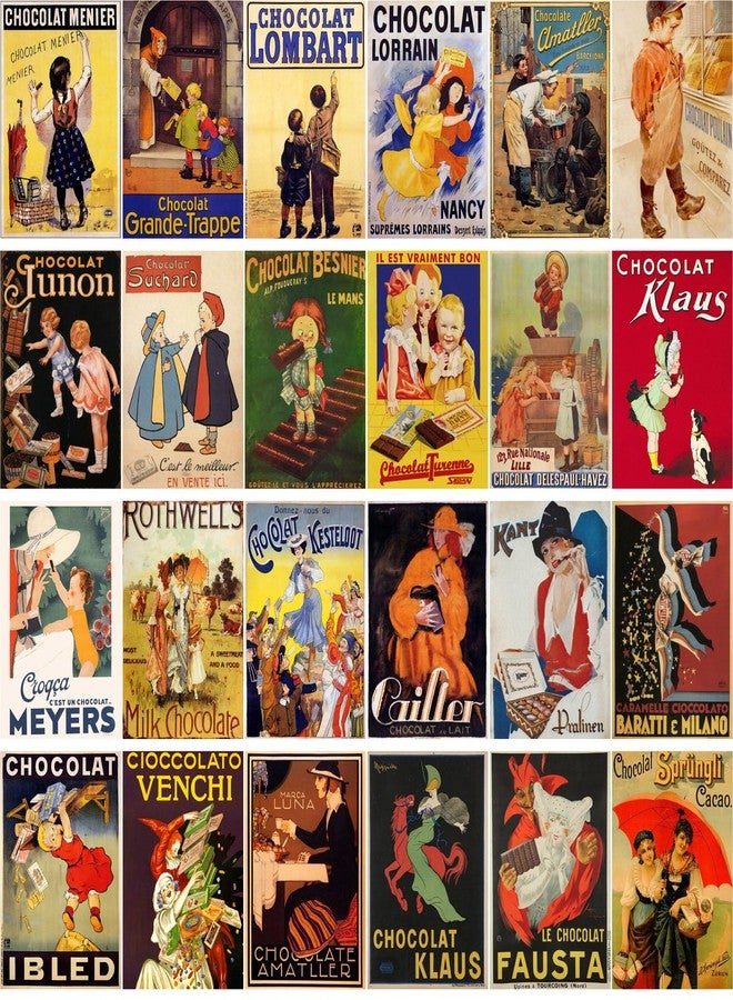 PIXILUV Large Stickers (24 pcs 2.5"x3.5") Chocolate Vintage Poster Ads Adverts - Image 2